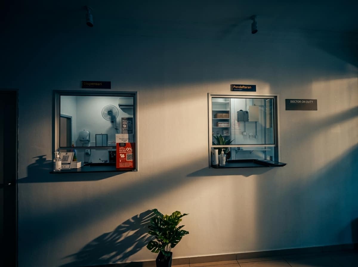 Kaunter pendaftaran dan dispensari di Klinik Nurani Sungai Buloh